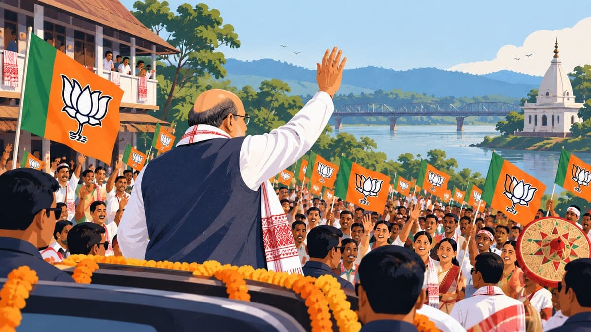 Illustration for the analysis "How BJP won Assam in 2026"