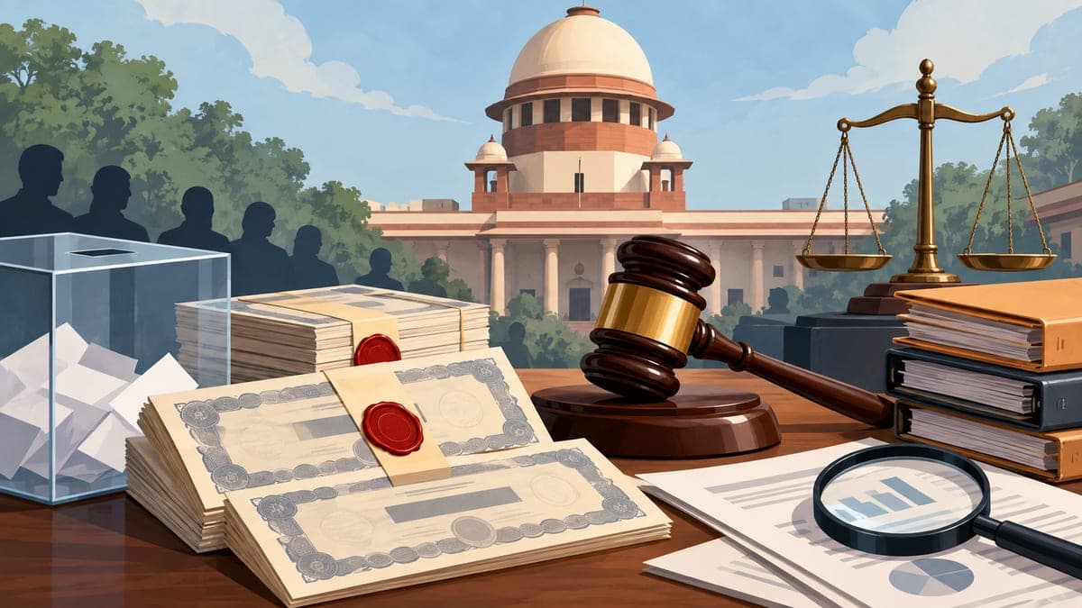 Illustration for the guide "Party funding and the electoral bonds verdict"