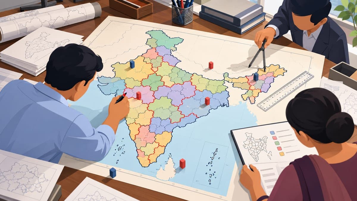 Illustration for the guide: What is delimitation? How constituencies are drawn, and why the freeze matters